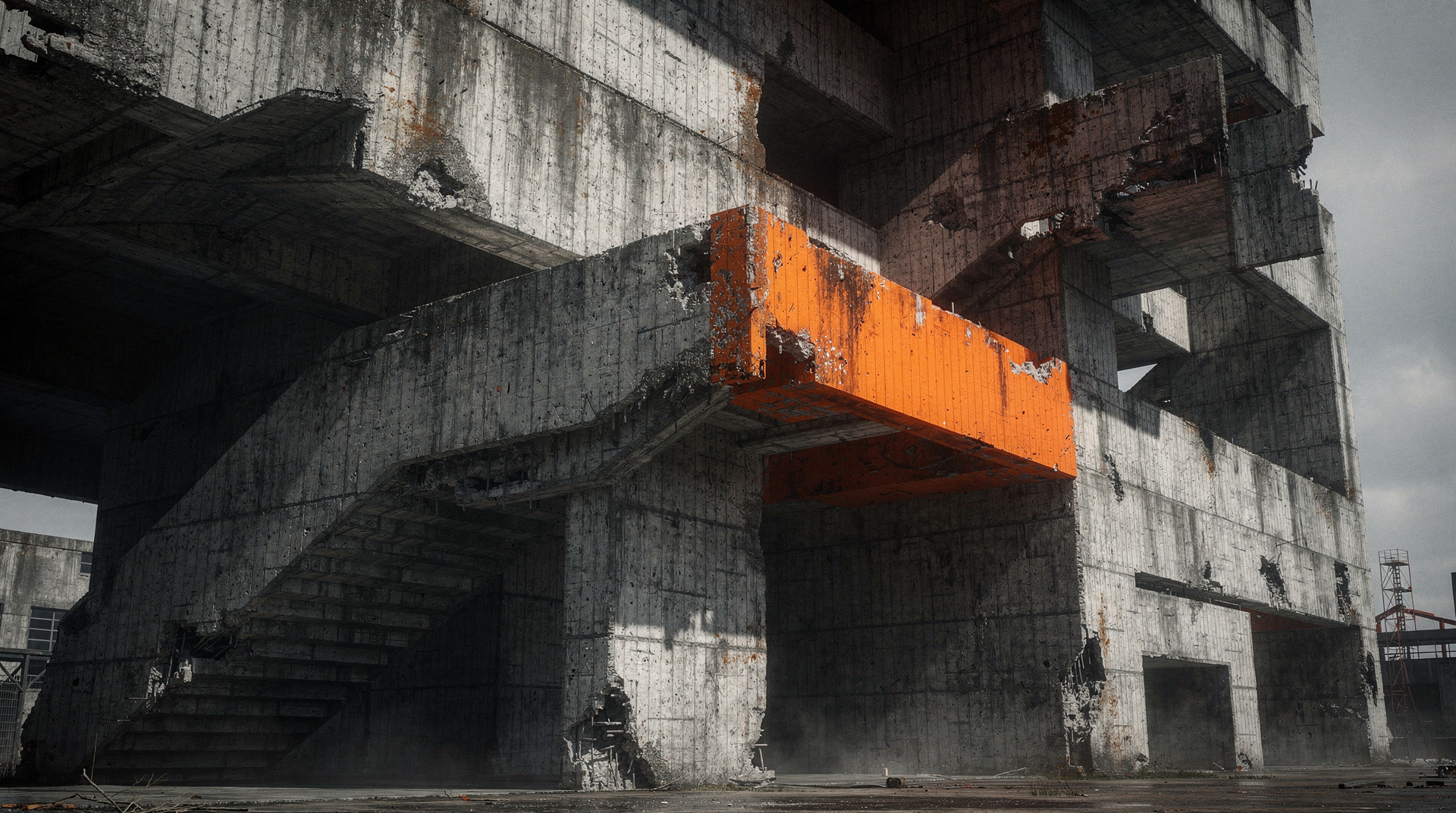 Concrete/Orange — brutalist kinetic theme